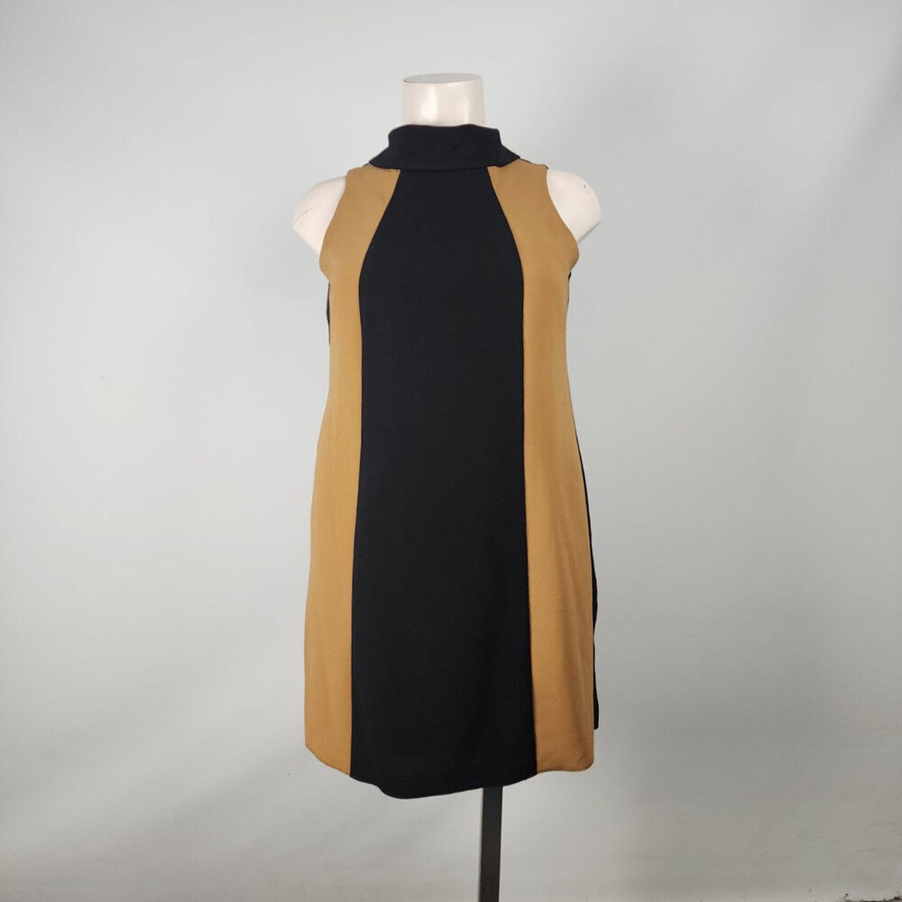 Elegant Black and Tan Midi Dress